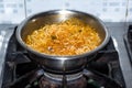 Cook Famous home made asian instant noodle in a porcelain bowl . Close up