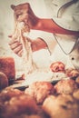 Cook hands preparing dough