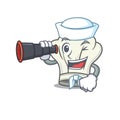 Cook hat cartoon happy Sailor style with binocular