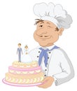 Cook with holiday wedding cake