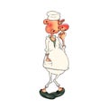 A cook from idleness stands and picks his nose Royalty Free Stock Photo