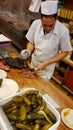 Cook inside Katz Deli, New York City