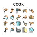 Cook Instruction For Prepare Meal Icons Set Vector