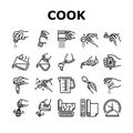 Cook Instruction For Prepare Meal Icons Set Vector