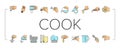 Cook Instruction For Prepare Meal Icons Set Vector