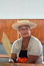 Cook Islander mature woman pray at Cook Islands Christian Church