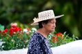 Cook Islander woman outside Arorangi CICC Church