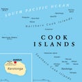 Cook Islands political map with capital Avarua Royalty Free Stock Photo