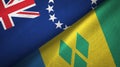 Cook Islands and Saint Vincent and the Grenadines two flags textile cloth