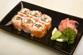 Cook on kitchen prepares Japanese susi Royalty Free Stock Photo