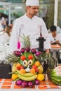 Cook with mascot Foody at Expo 2015 in Milan, Italy