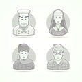 Cook, nun, stylist, designer icons. Avatar, person illustrations.