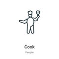 Cook outline vector icon. Thin line black cook icon, flat vector simple element illustration from editable people concept isolated