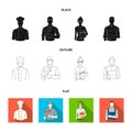 Cook, painter, teacher, locksmith mechanic.Profession set collection icons in black,flat,outline style vector symbol Royalty Free Stock Photo