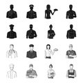 Cook, painter, teacher, locksmith mechanic.Profession set collection icons in black,monochrome style vector symbol stock Royalty Free Stock Photo