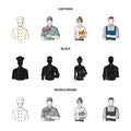 Cook, painter, teacher, locksmith mechanic.Profession set collection icons in cartoon,black,monochrome style vector Royalty Free Stock Photo