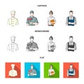 Cook, painter, teacher, locksmith mechanic.Profession set collection icons in cartoon,flat,monochrome style vector Royalty Free Stock Photo