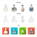 Cook, painter, teacher, locksmith mechanic.Profession set collection icons in cartoon,outline,flat style vector symbol Royalty Free Stock Photo