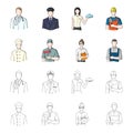 Cook, painter, teacher, locksmith mechanic.Profession set collection icons in cartoon,outline style vector symbol stock Royalty Free Stock Photo