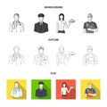 Cook, painter, teacher, locksmith mechanic.Profession set collection icons in flat,outline,monochrome style vector Royalty Free Stock Photo
