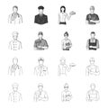 Cook, painter, teacher, locksmith mechanic.Profession set collection icons in outline,monochrome style vector symbol Royalty Free Stock Photo