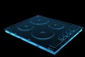 Cook Plate 3D rendered xray blue