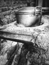 Cook rice using a traditional wood-fired stove Royalty Free Stock Photo