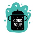 cook soup lettering in jar silhouette style icon