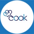 Cook text and Chef hat line logo Royalty Free Stock Photo