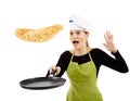 Cook about to drop a flipping pancake