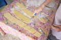 Close up process of homemade pasta with durum wheat flour