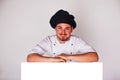 Cook on white background relies Royalty Free Stock Photo
