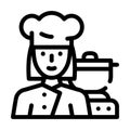 Cook woman job line icon vector illustration Royalty Free Stock Photo