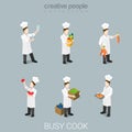 Cook work chief cooking uniform tools flat 3d isometric vector