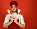 Cook works in kitchen. Food preparation concept Royalty Free Stock Photo