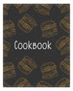 Cookbook background with orange burger hand drawn.