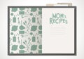 Cookbook with mom`s recipes. Wooden spoon and fork and bay leaves