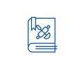 Cookbook, recipe book line icon concept. Cookbook, recipe book flat vector symbol, sign, outline illustration.