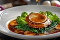 Cooked Abalone Dish, Scallops in Luxury Restaurant, Cooked Seashells, Australian Abalone in Sauce Royalty Free Stock Photo