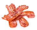 Cooked bacon rashers close-up on a white background Royalty Free Stock Photo