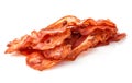 Cooked bacon rashers close-up on a white background Royalty Free Stock Photo