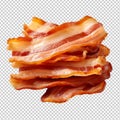 Cooked bacon rashers isolated on transparent background Royalty Free Stock Photo