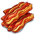 Cooked bacon rashers isolated on transparent or white background, png Royalty Free Stock Photo