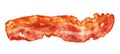 Cooked bacon strip close-up isolated on a white background. Royalty Free Stock Photo