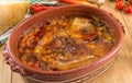 Cooked beans in a traditional pottery bowl