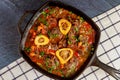 Cooked beef shank with vegetable and wine. Italian cuisine Royalty Free Stock Photo