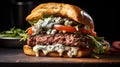 cooked blue cheese burger