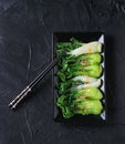 Cooked bok choy with sesame seeds Royalty Free Stock Photo