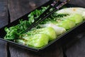 Cooked bok choy with sesame seeds Royalty Free Stock Photo