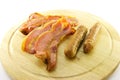 Cooked Breakfast Items on a Wooden Plate Royalty Free Stock Photo